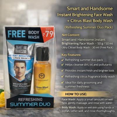 FAIR AND HANDSOME INSTANT BRIGHTENING FACE WASH AND AND THE MAN COMPANY CITRUS BLAST
